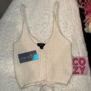 NWT Say What? Cream Knit Crop Top Size Large